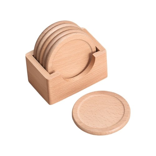6pcs set wooden round coasters - 6pcs/set,
