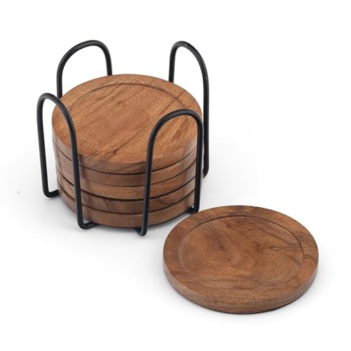 Acacia wood coasters - acacia, of