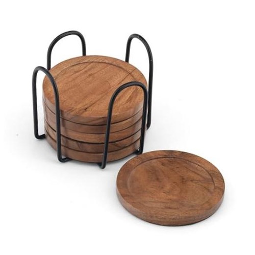 Acacia wood coasters set - coasters, of