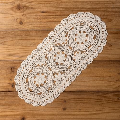Oval lace table - lace, cotton