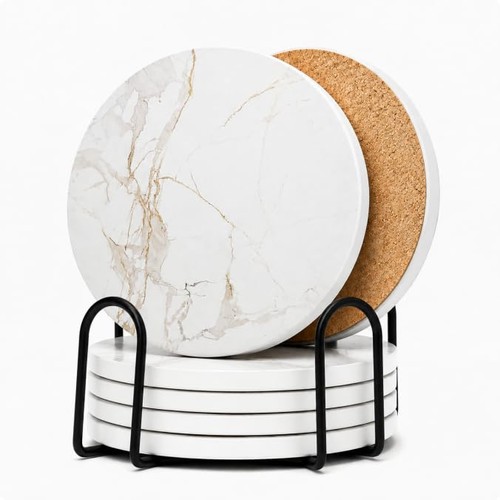 Coasters set white - 6,, &