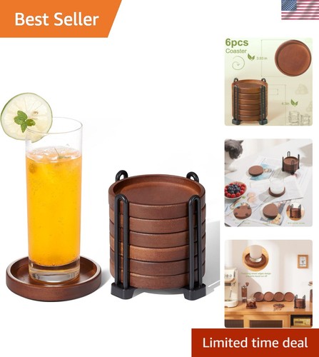 Set wooden coasters with - 6,