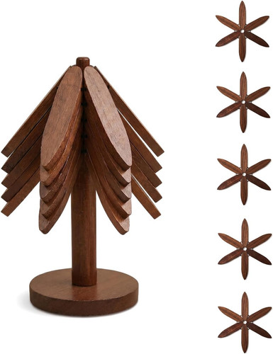Wooden coasters 5pcs - wooden, with