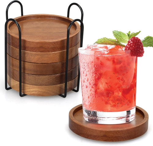 Pcs best wooden coasters - 6,