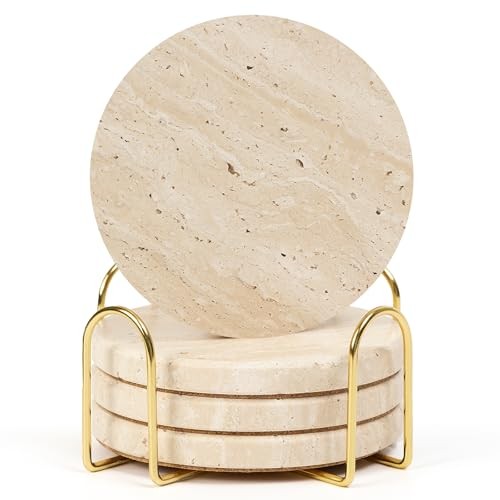 Travertine marble coasters - marble,