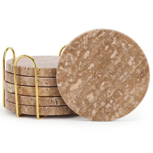 Travertine marble coasters set - travertine,